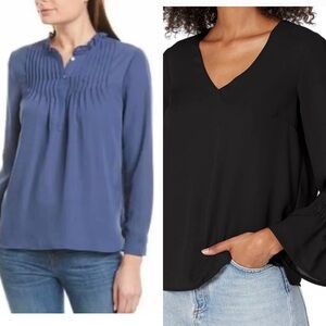 J Crew Mercantile lot of 2 Blouse Top Pintuck & Tie Sleeve NWT Women’s size 2